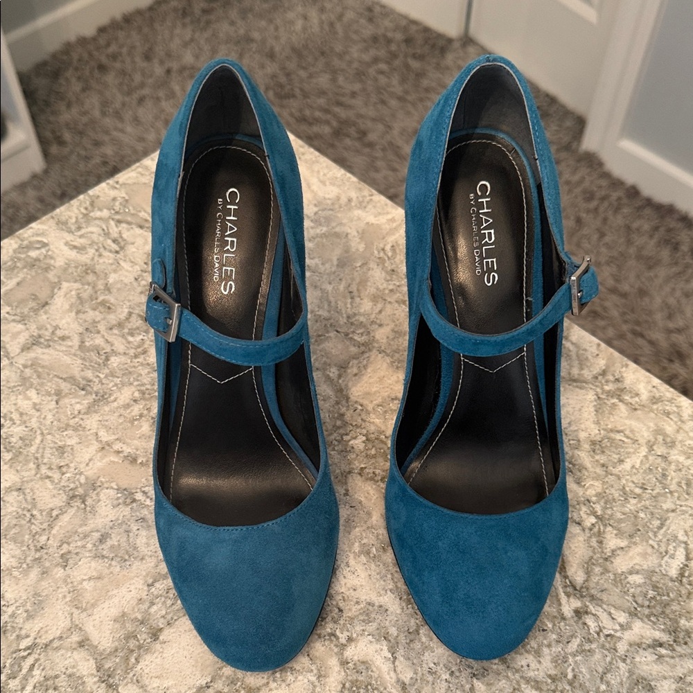 Charles David Teal Suede Heels - Picture 4 of 6